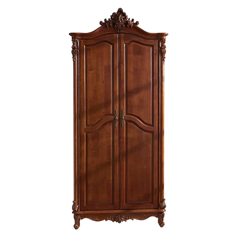 

Американский двухдверный шкаф из массива дерева, хранилище в спальне, европейское хранилище, большой шкаф, ретро-игравированная главная спальня