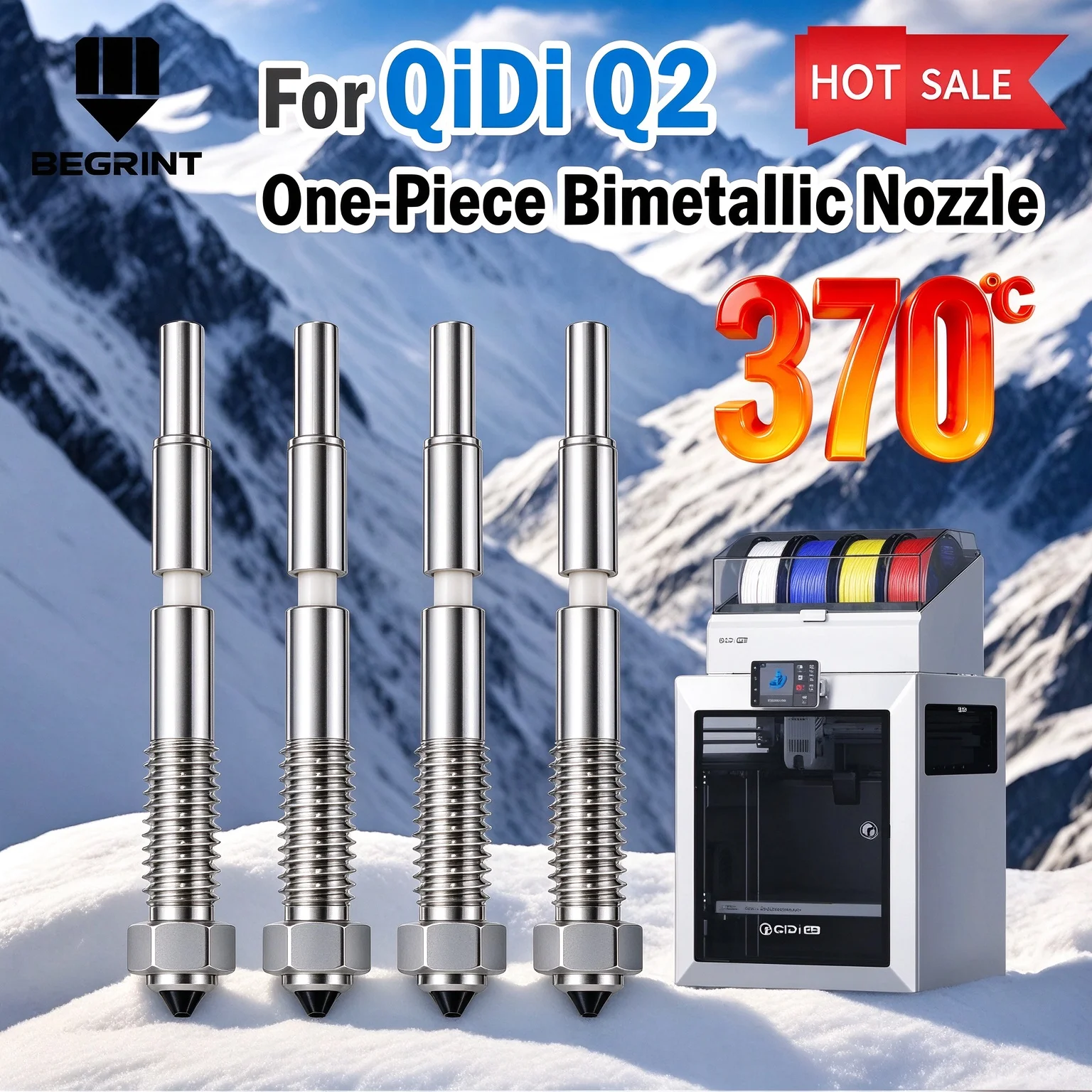 Bimetallic Nozzle For QIDI Q2 With Ceramic Insulation Integrated Design Quick Removal Integration Nozzles For QIDI Q2C Printer