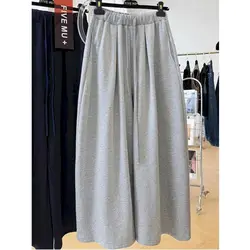 Wide Leg Pants for Women Solid Vintage Harajuku Korean Style Elastic Waist Trousers Women Clothing Loose Casual Baggy Sweatpants