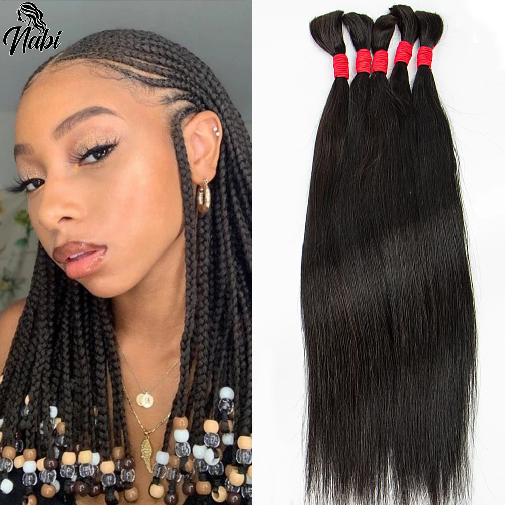 Nabi Straight Bulk Hair Add-On für Fulani Flechten Knoten loser Stich Flechten Haar Bulk Extension für Micro Boho Zöpfe