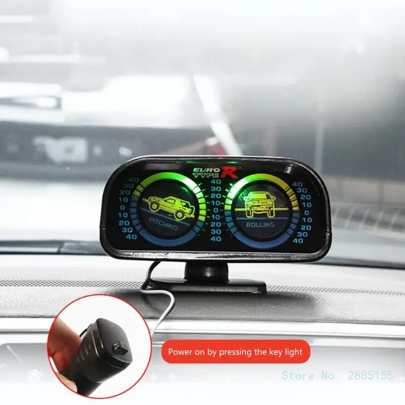 Adjustable Base Slope Meter with LED Light Level Tilt Gauge Car SUV Slope Meter 360 Degree HUD Inclinometer