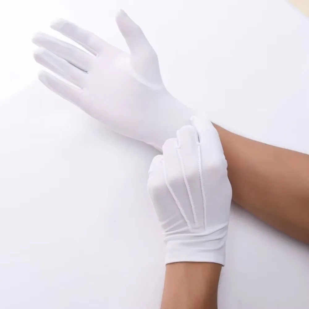 White Color White Work Gloves Household Cleaning Tools Type Ceremonial Gloves High Stretch Etiquette Reception Gloves