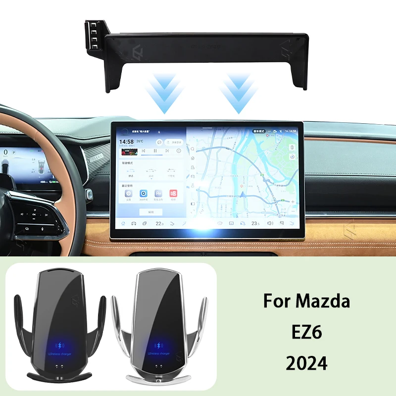 

Phone Car Holder For Mazda EZ6 2024 14.6 inch Screen Fixed Navigation Bracket Wireless Charging Mount Stand Accessories