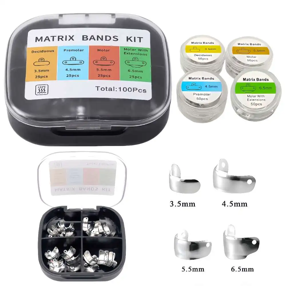 

Dental Sectional Matrix Bands Metal Matrices for Posterior Teeth Molar Restoration Sectional Contour Matrix Band Dentistry Tools