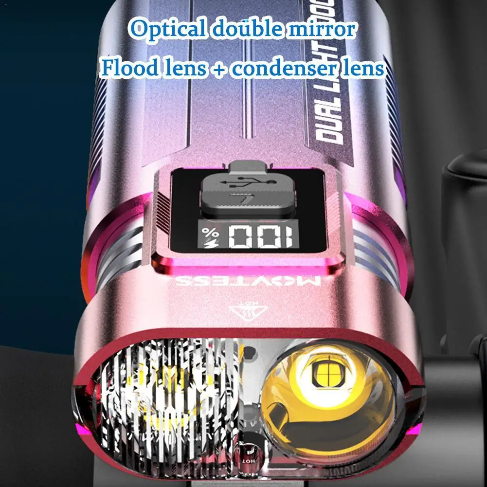 

Bicycle Light Flashlight 1800mAh USB Rechargeable Ultra-bright Digital Battery Indicator LED Bike Headlights Night Riding Lamp