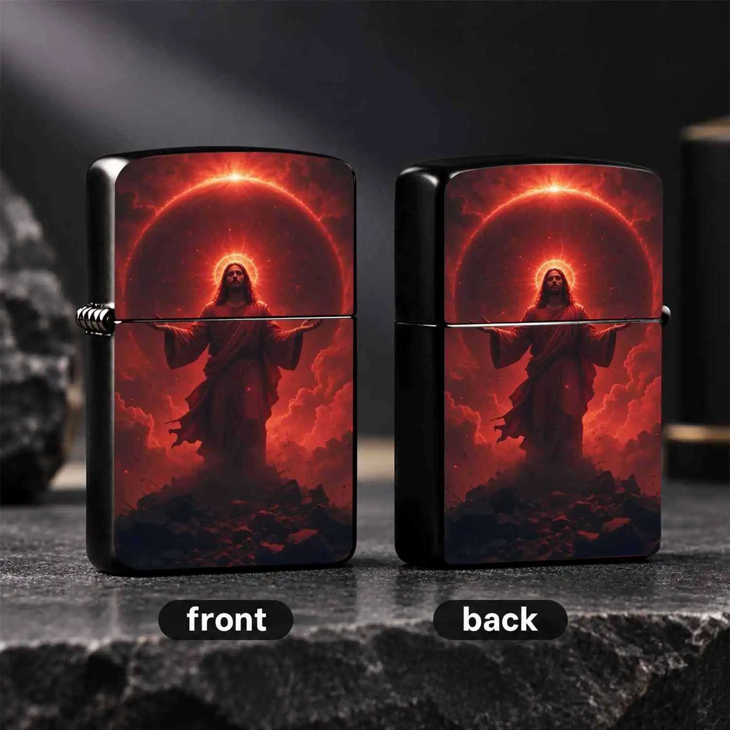 Vintage Red Aura Holy Light Jesus Themed, Windproof Durable Sturdy Body, Portable With Spiritual Faith Mark, Ideal For Believers Daily Use, Religious Cultural Peripheral Gift, Practical Present For And Gifting A Fun And Humorous Lighter