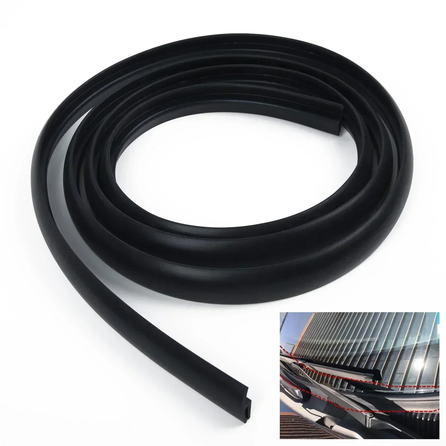 Carhome 1.7m Sealing Strip Black Car Front Windshield Panel Decorative Trim Sealing Protective Rubber Strip Auto Glass Windows