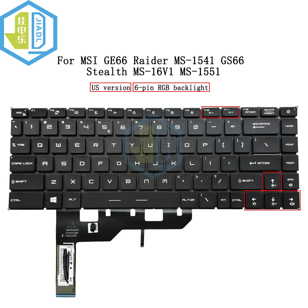 

Американские английские клавиатуры для ноутбуков с RGB-подсветкой для MSI GP66 Stealth GS66 MSI GE66 Raider MS-1541 GS66 Stealth MS-16V1 MS-1551