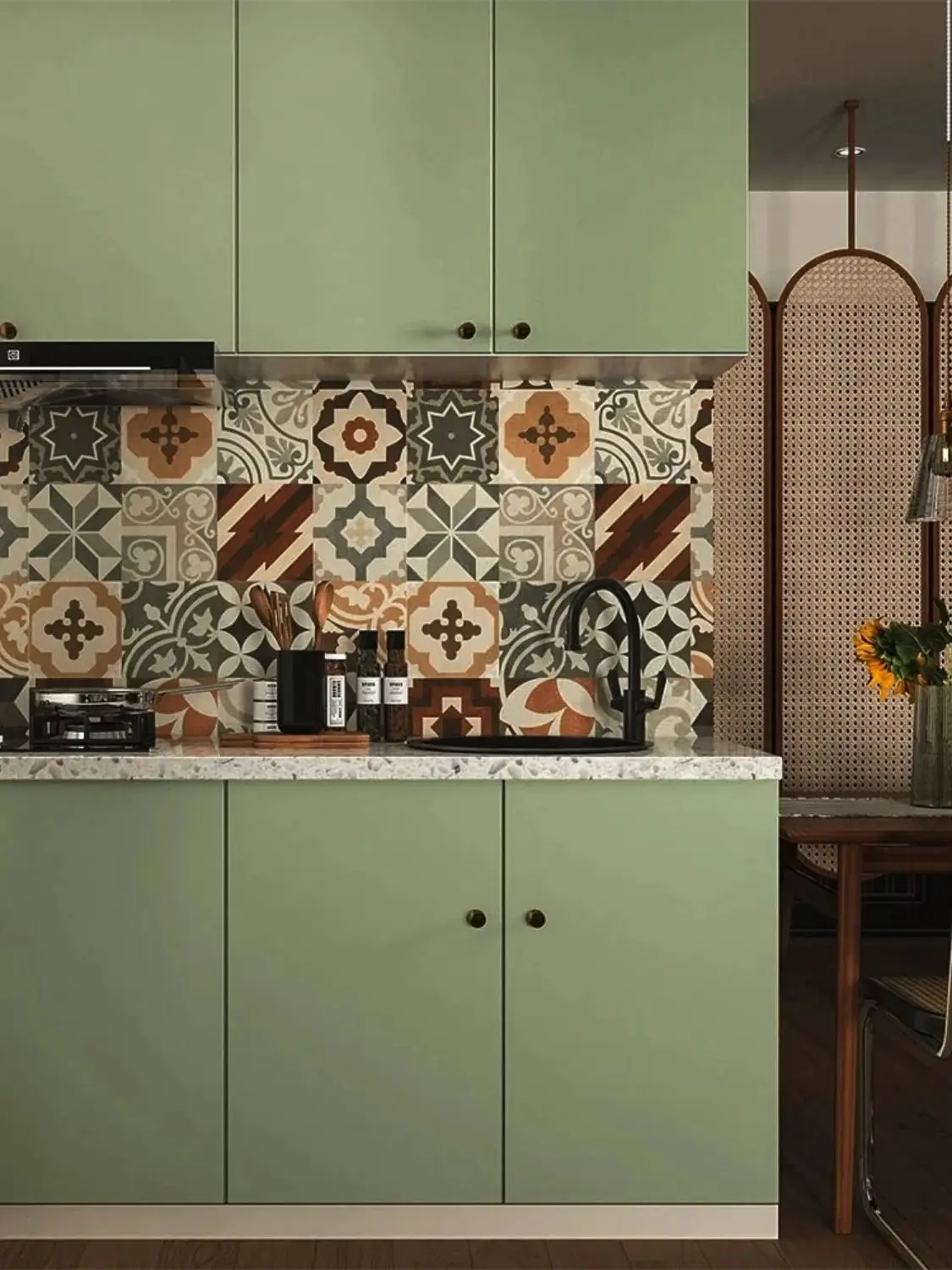 1/2/3/5/6M zelfklevende Film Groen mat Verdikte Sticker Meubels Keuken voor Kasten Tafels Muur DIY Renovatie Wallpapers - afbeelding 2