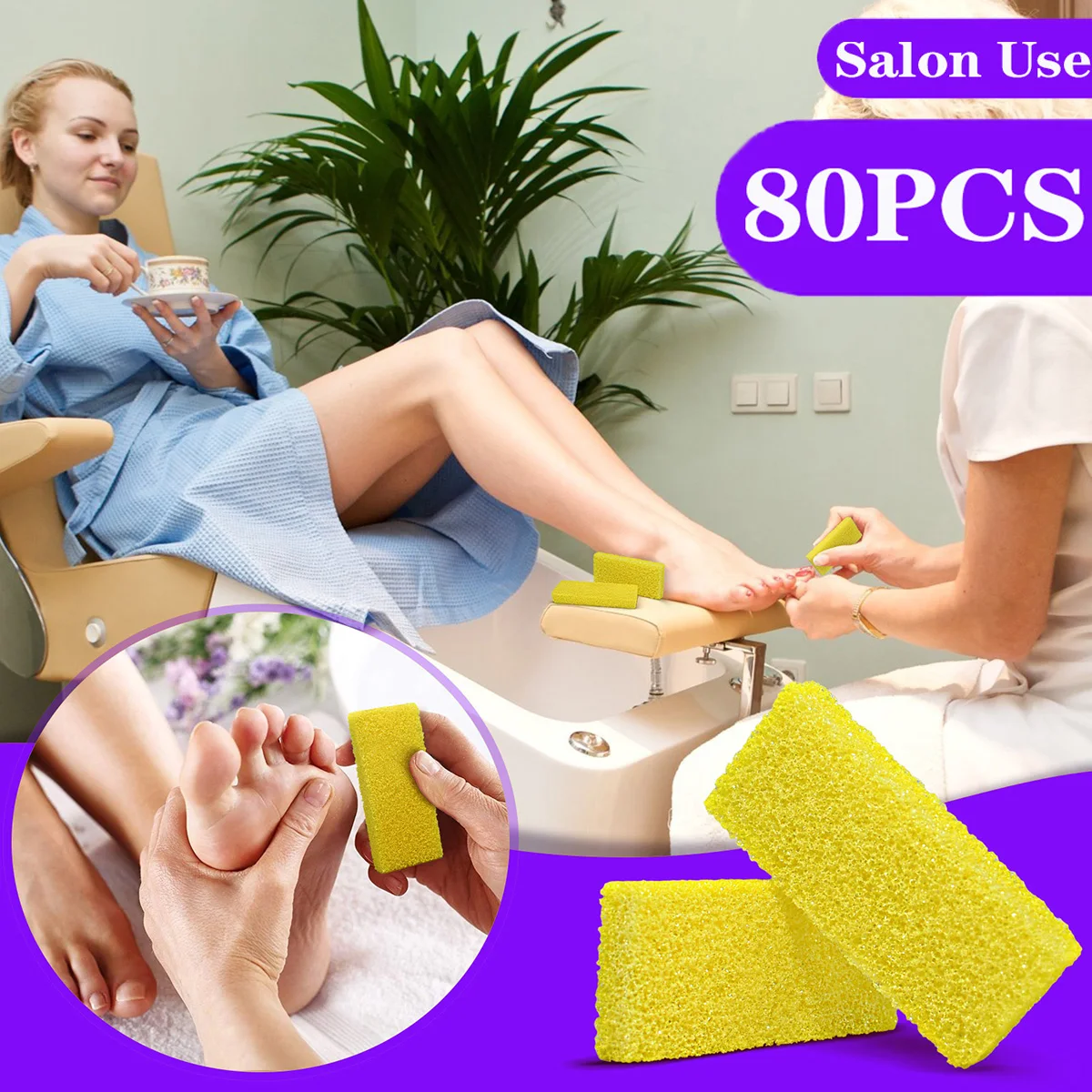 SALVMARY 80 pezzi mini pomice pad piede strumento per la rimozione della pelle morta spugna piede scrub barra pomice