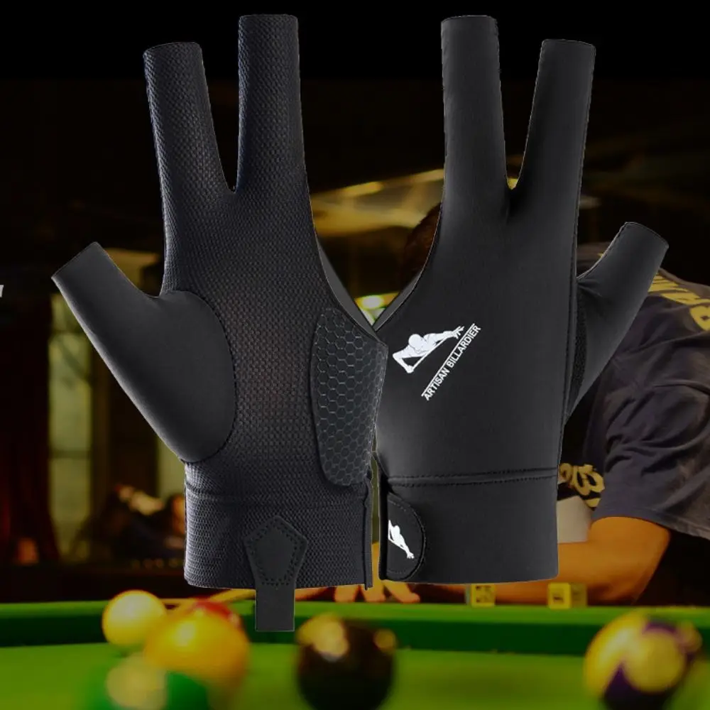 Anti-sweat Billiards Gloves Elasticity Wear-resistant Open 3 Fingers Gloves Non-slip Professional 3 Fingers Billiard Glove