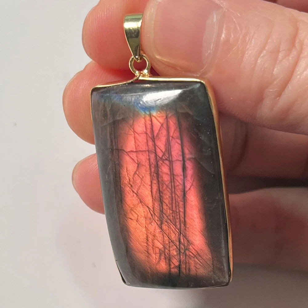 Necklace Pendant Natural Stone Irregular Shape Bead Labradorite for Women Men Jewelry 1Pcs