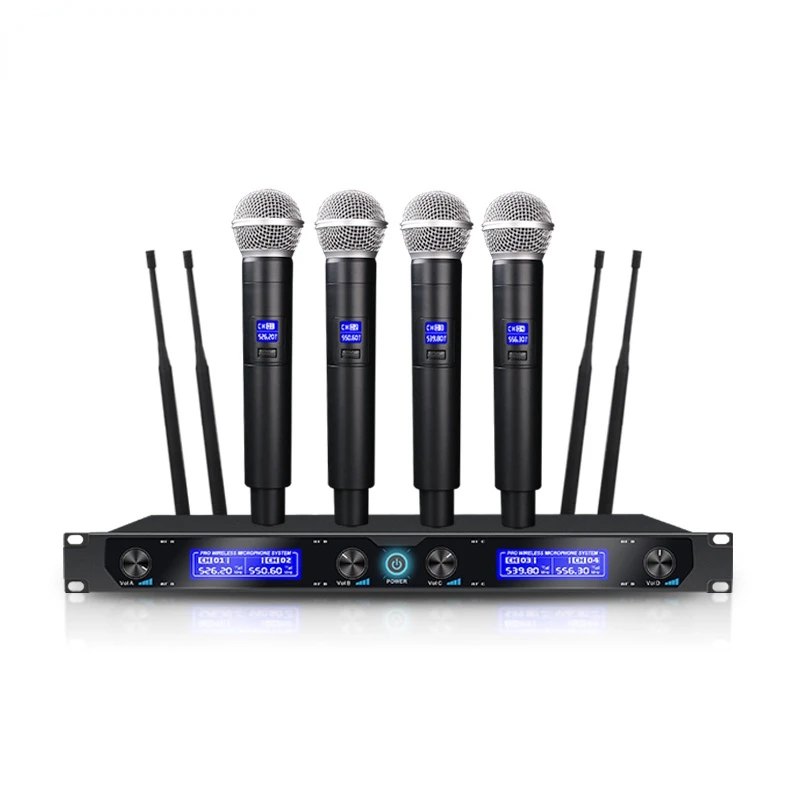 Stage church Professional JY-U4004 PLL UHF 4 channel wireless microphone handheld mic