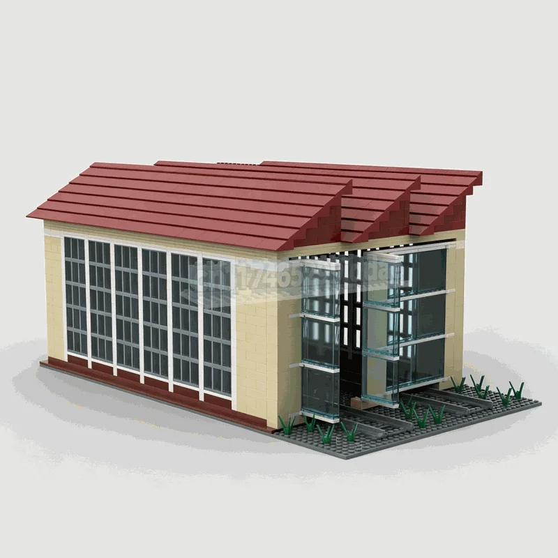 2042PCS MOC Two Ways Locomotive Shed Railway Station Building Architecture Model Custom Puzzle DIY Assembly Building Blocks Toy