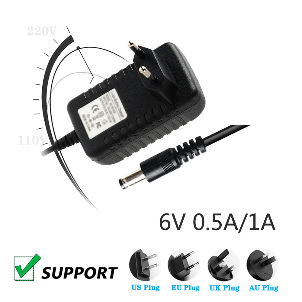 DC 6V 3W/6V 500MA Power Adapter 6V 1A Electronic Blood Pressure Monitor External Charging Cable Universal Interface