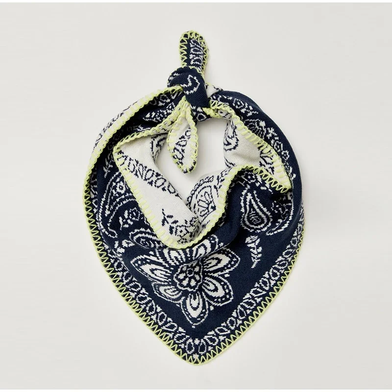 Paisley-Bandana-Druck Dreieckiger Damenschal Vintage Gestricktes Halstuch Kopftuch Retro-Tuch für Haare Streetwear-Accessoires – Detail 1