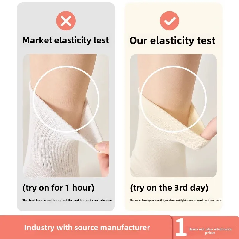 JIAYAN 2025 ถุงเท้าผู้หญิงฤดูใบไม้ผลิถุงเท้าไม่มีกระดูกผ้าฝ้ายขนาดกลาง Confinement ร้านขายชุดชั้นใน