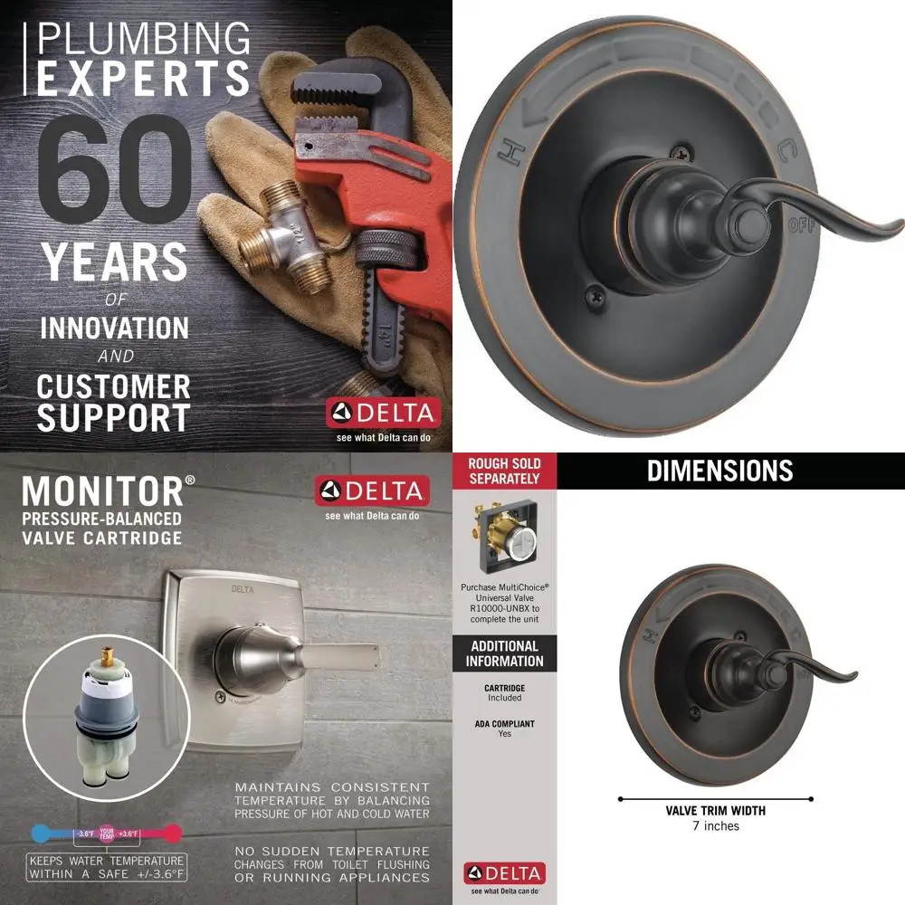 

Oil Rubbed Bronze Delta Windemere 14 Series Single Function Shower Trim Kit with Handle Set (Valve Not Included)