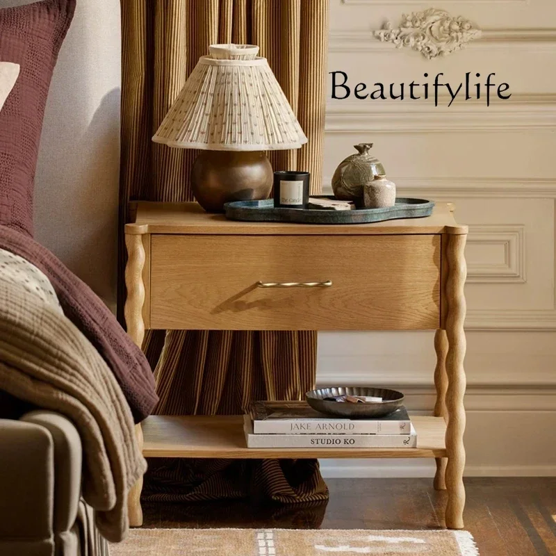 gW French solid wood dresser integrated bedroom bedside locker living room American retro wall decoration