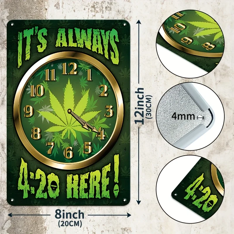 4pcs Funny Vintage Tin Weed Signs Man Cave Decor Wall Art Poster For Garage Yard Bar Club, Cool Gifts For Men, 8 X 12 Inches