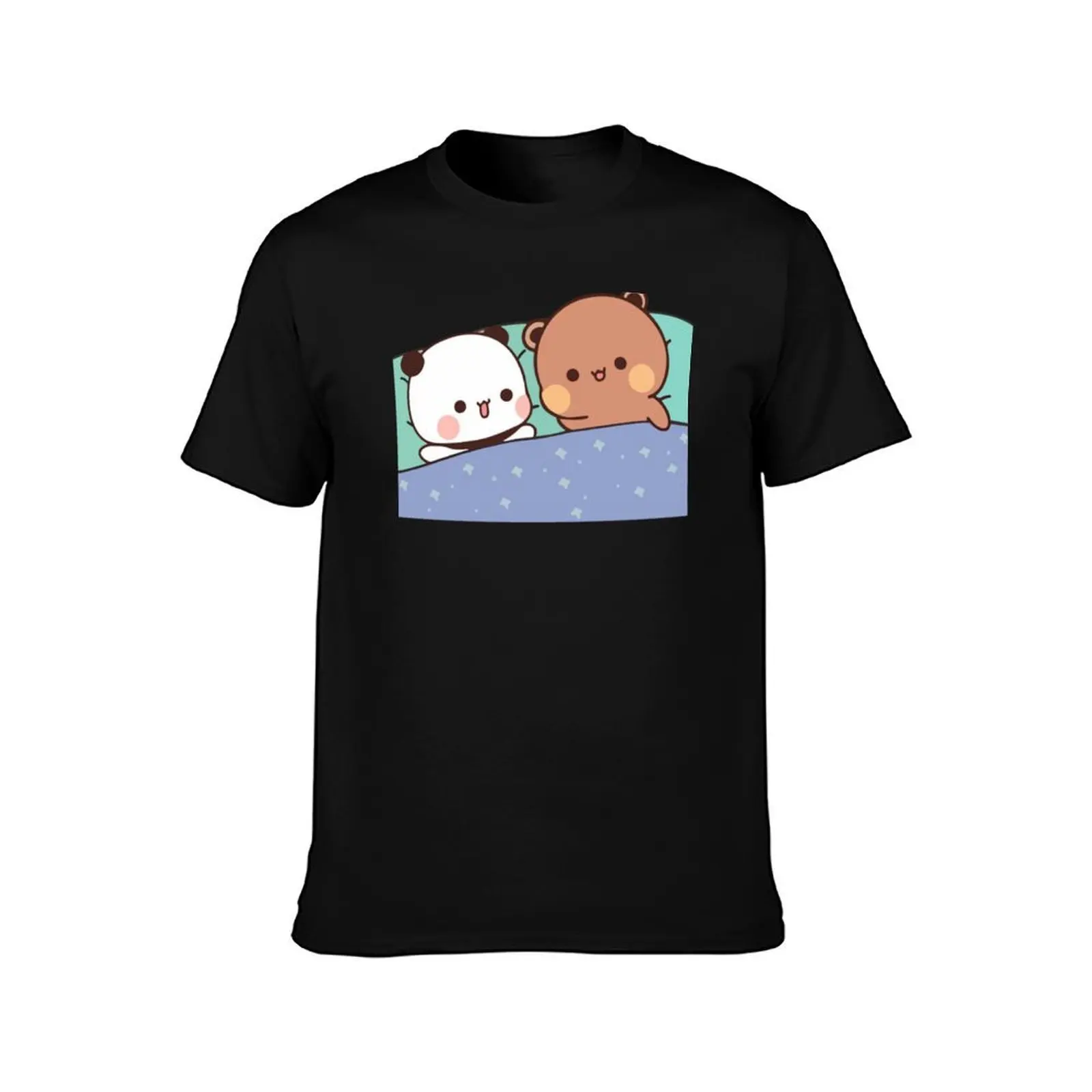Bear and Panda Bubu Dudu Balloon T-Shirt, Summer Casual Cotton Tee, Oversized Streetwear Tops, Vintage Graphic Print