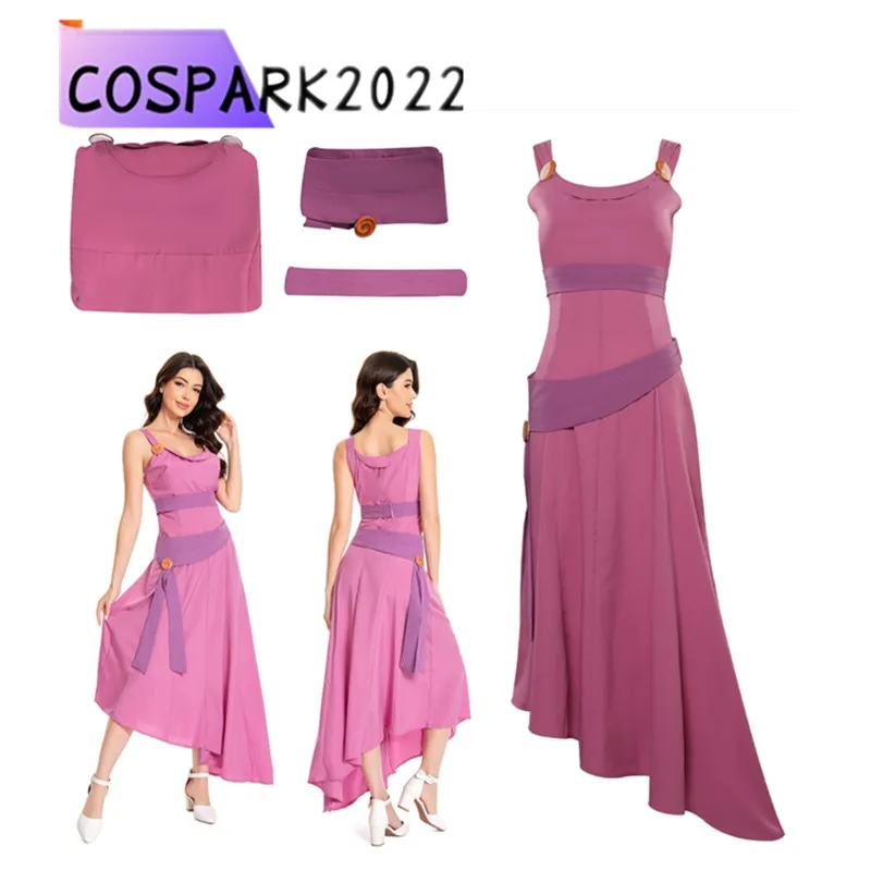

Megara Cosplay Costume Cartoon Fantasia Women Dress Belt Outfits Halloween Carnival Disguise Party Suit