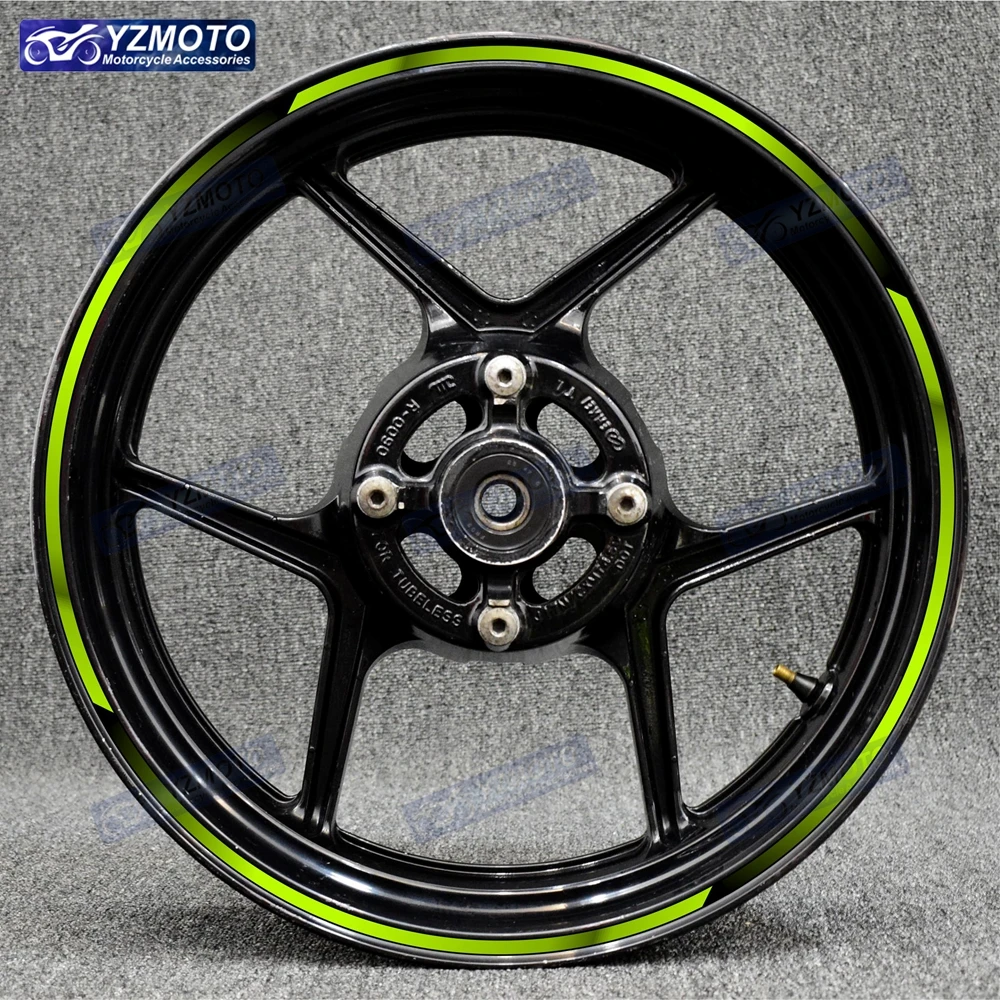 دراجة نارية عاكسة 17 بوصة عجلة ملصقات حافة شريط الشريط محور مائي تزيين ل النينجا ZX-6R ZX-10R ZX-14R ZX-12R ZX-9R ZX-7R