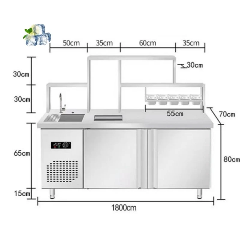 #2024 New Design Automatic Bubble Tea Counter Customize Drink Shop Bubble Tea Counter Refrigerator Milk Tea Equipment