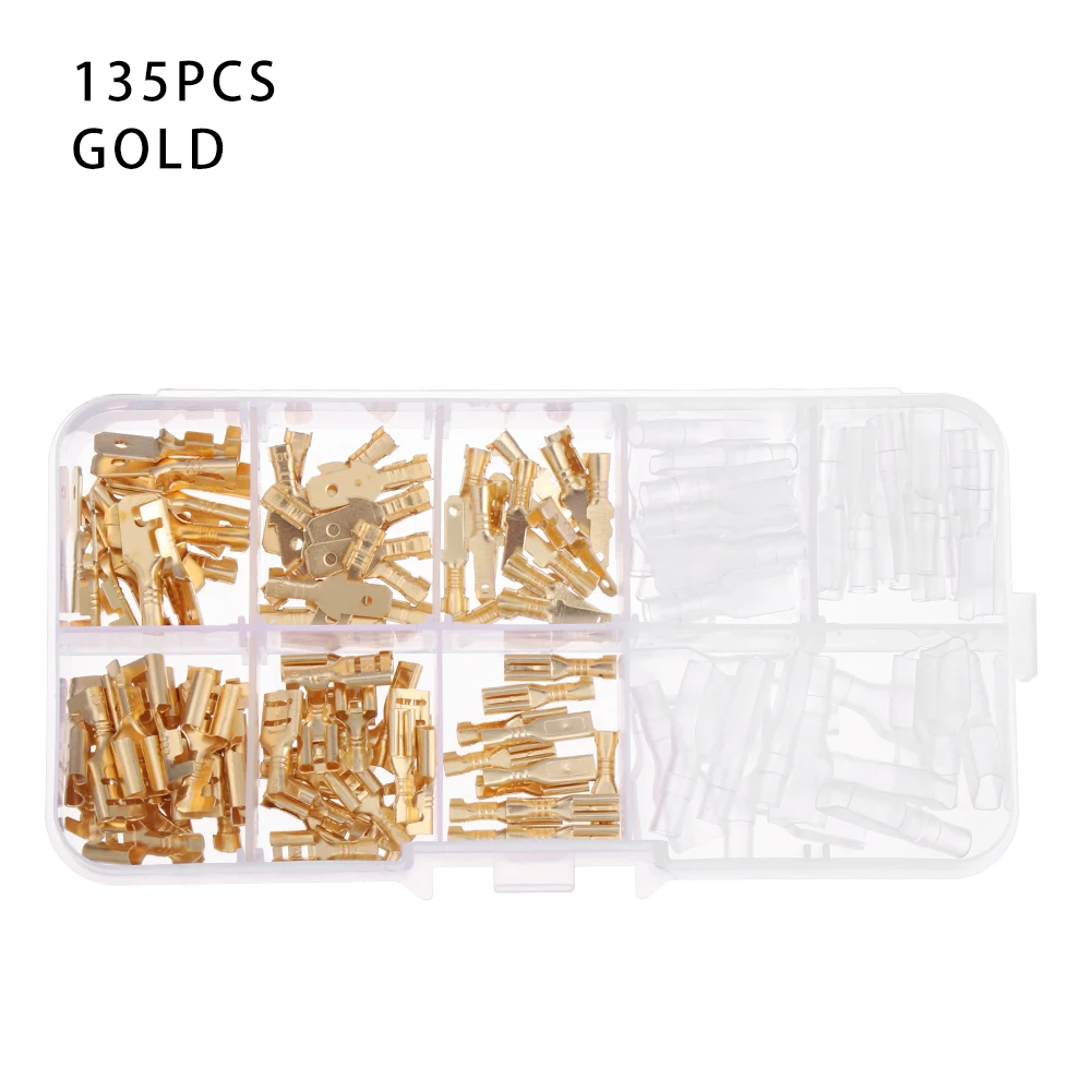 120/135/270/360PCS 2.8/4.8/6.3mm Male Female Insulated Sheath Terminals Connector Insert Spade Wire Connectors Plug Spring