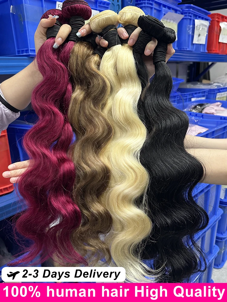 

16A 40 Inches Blonde 613 Body Wave Human Hair Bundles Burgundy Body Wave Human Hair Bundles 100% Human Hair Raw Hair Bundles