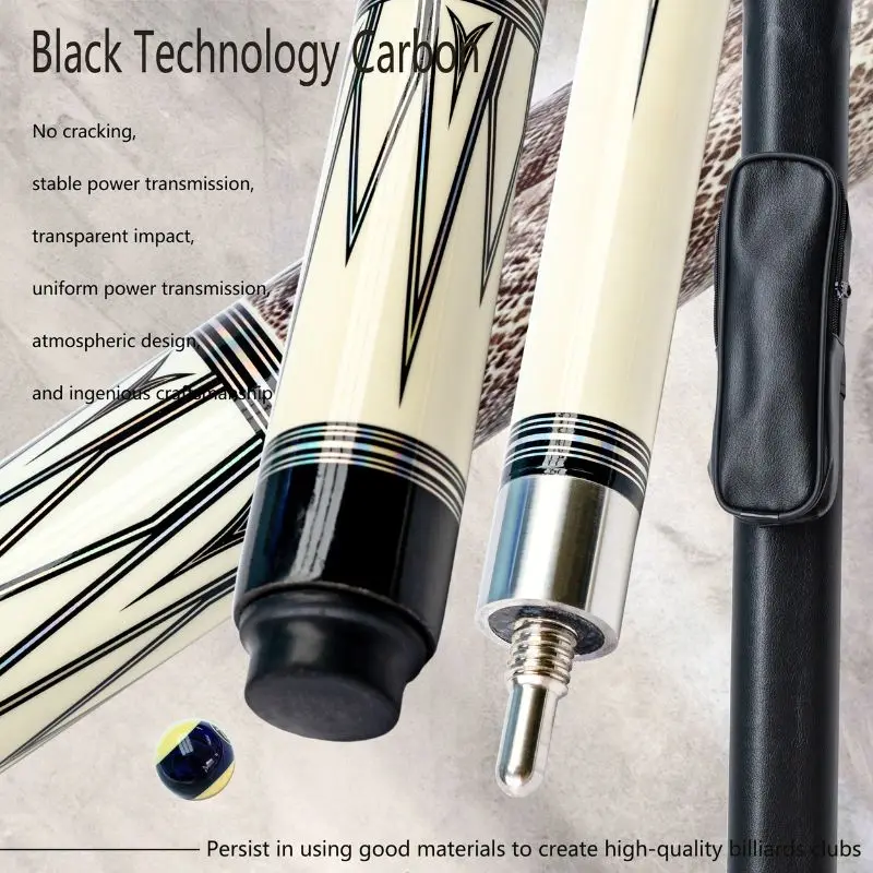 

Professional Carbon Cue Stick with Snakeskin and Lizard Skin Design 13mm Tip Durable Black Technology Long-lasting Performance