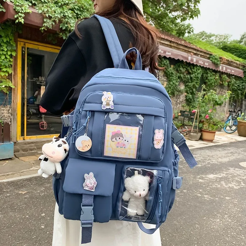 

New Aesthetic School Bag for Teen Girls Japanese Korean Fashion Rucksack Student Bookbags Cute Large Content Backpack Mochila