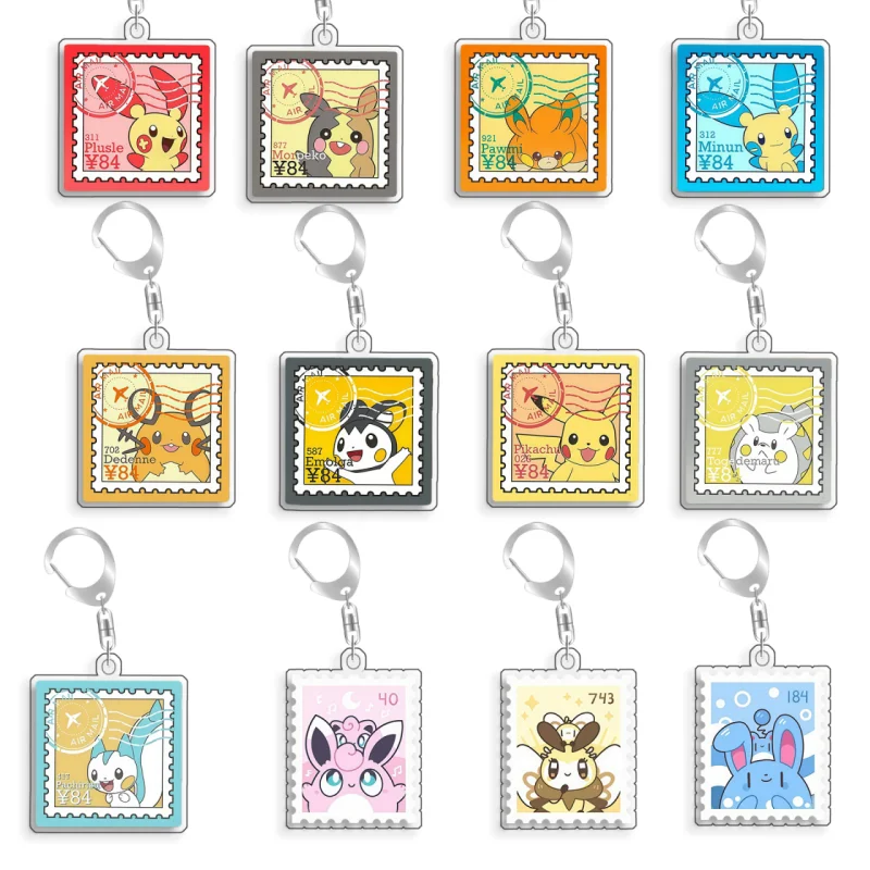 Llavero de acrílico con diseño de Pokémon Elf Qikchu Dedenne Emolga Raichu Vaporeon Phanpy, hecho a mano, bonito, de dibujos animados, anime, colgante, juguete, regalo, 5 cm