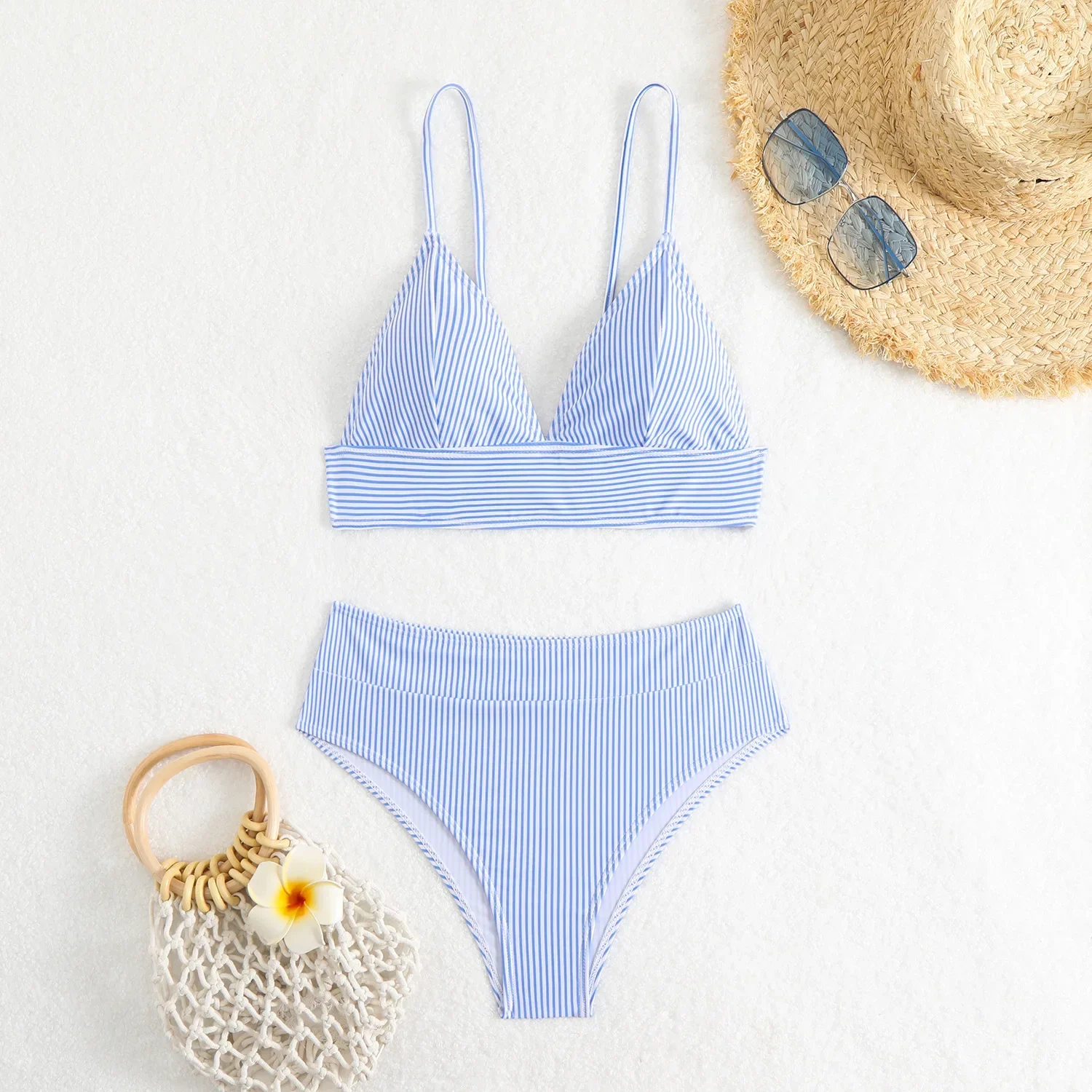 

sexy striped high waist bikinis sets two piece push up bikini swimsuit Swimwear Biquini conjunto de bikini tankini bathing suit