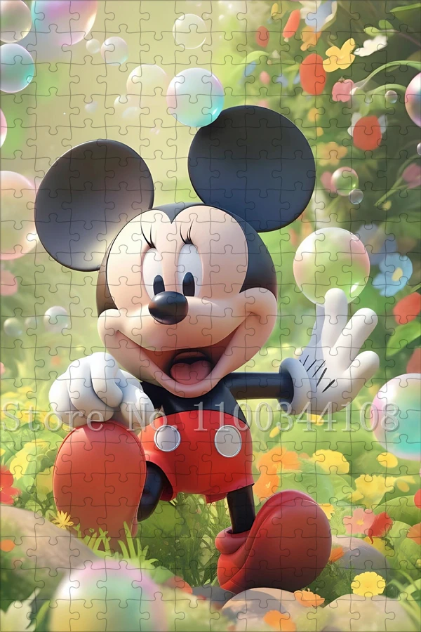 300/500/1000 Pieces Disney Cartoon Puzzles Cute Mickey Mouse Jigsaw Puzzles for Children Intelligence Game Handmade Toys