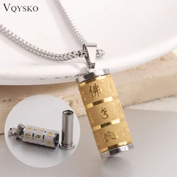 VQYSKO Om Mani Padme Hum Pendant Prayer Wheel Mens And Women's Pendant Necklace Tibetan Ethnic Style Jewelry