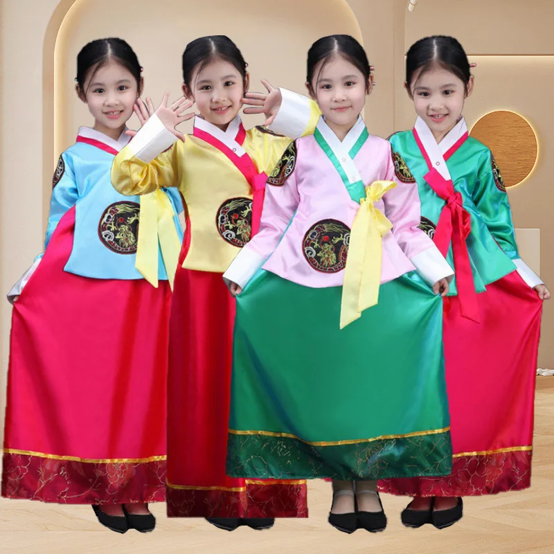 Traditional Korean Dance Stage Costumes Girls Hanbok Wedding Dress Kids Children Performance Asian Clothes Party Festival Outfit