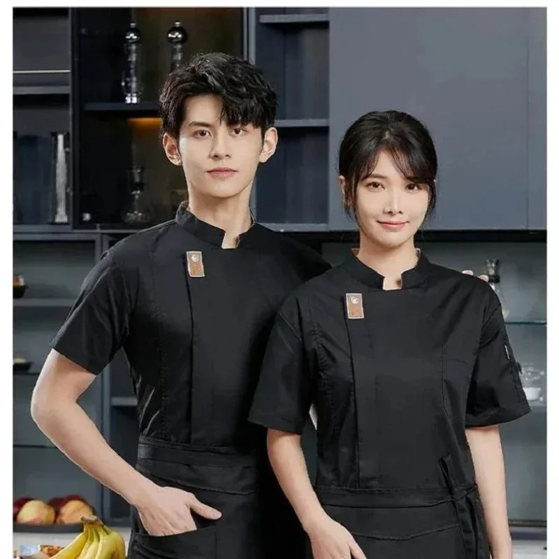 

Breathable Printed Men Short Sleeve Chef Uniform for Hotel Restaurant Kitchen Baking Work Clothes