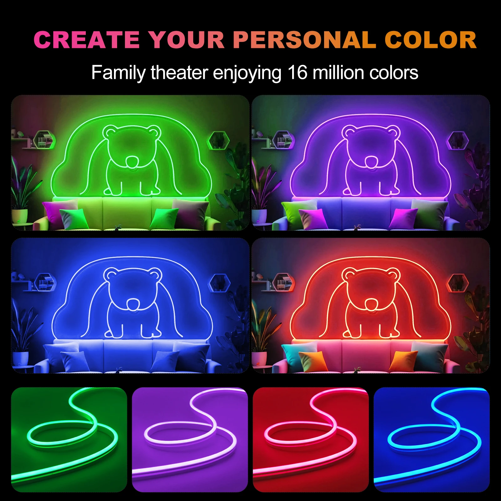 DC 5V USB RGB Neon Strip Light IP65 Waterproof 108Leds/M 6X12MM Home Decor Flexible Ribbon Tape Rope LED Strip