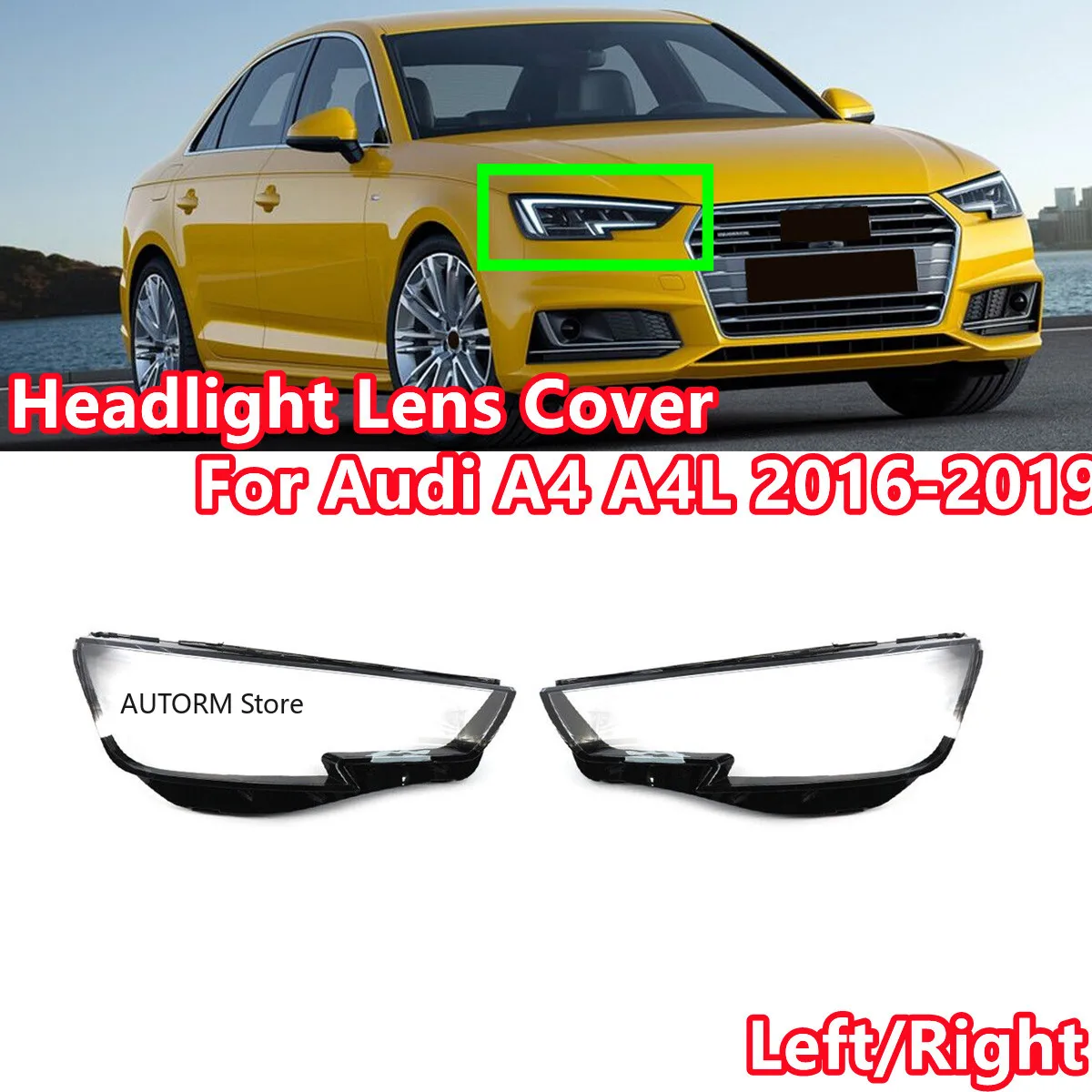 

Left/Right Front Headlamp Cover Headlight Shell Transparent Lampshade Lens For Audi A4 A4L 2016 2017 2018 2019 Headlamp Shell