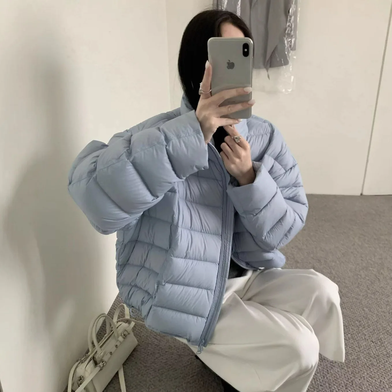 Damska krótka kurtka puchowa - Nowy styl jesienno-zimowy, modna kurtka puchowa z podwójnym kołnierzem, ciepła, gruba, uniwersalna, modna.