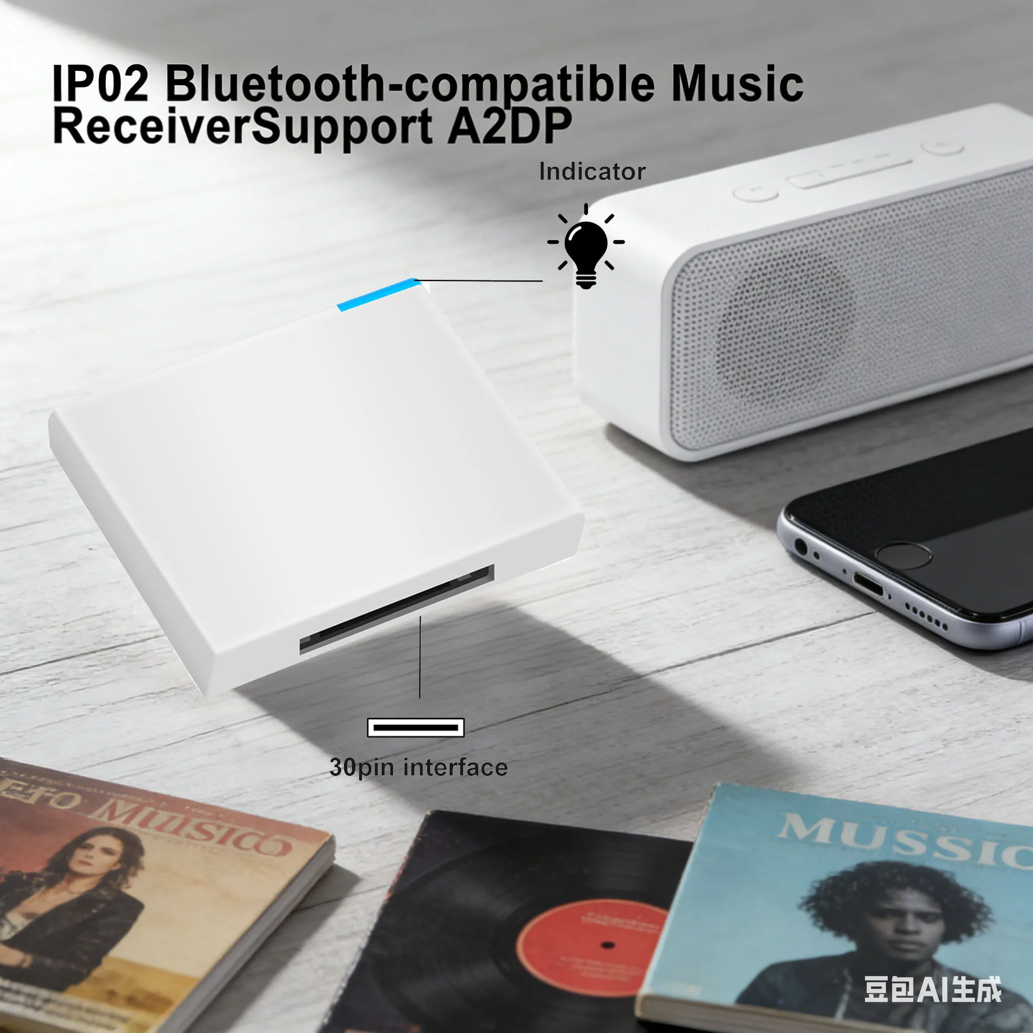 

1pc Audio Receivers BTV High-Fidelity Wireless Music Adapter With 30pin Connector Slot For IOS Version Speaker Receivers