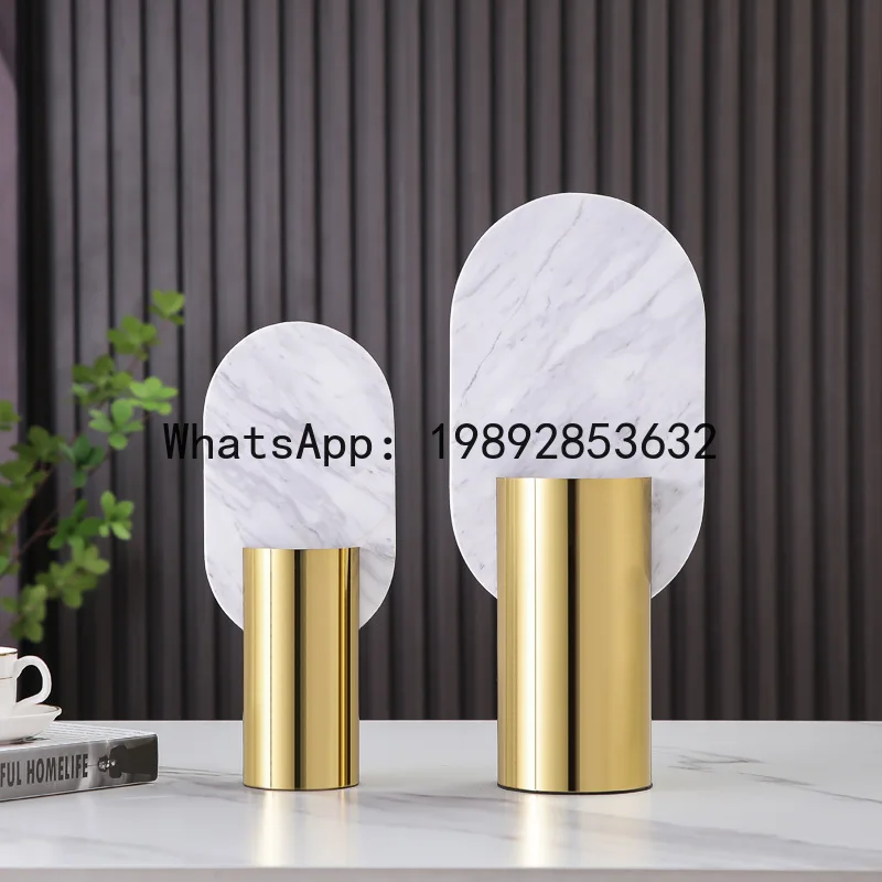

Metal Vase Stainless Steel Flowerpot Geometric Elliptical Marble Flower Vase Flower Arrangement Accessories Home Decoration