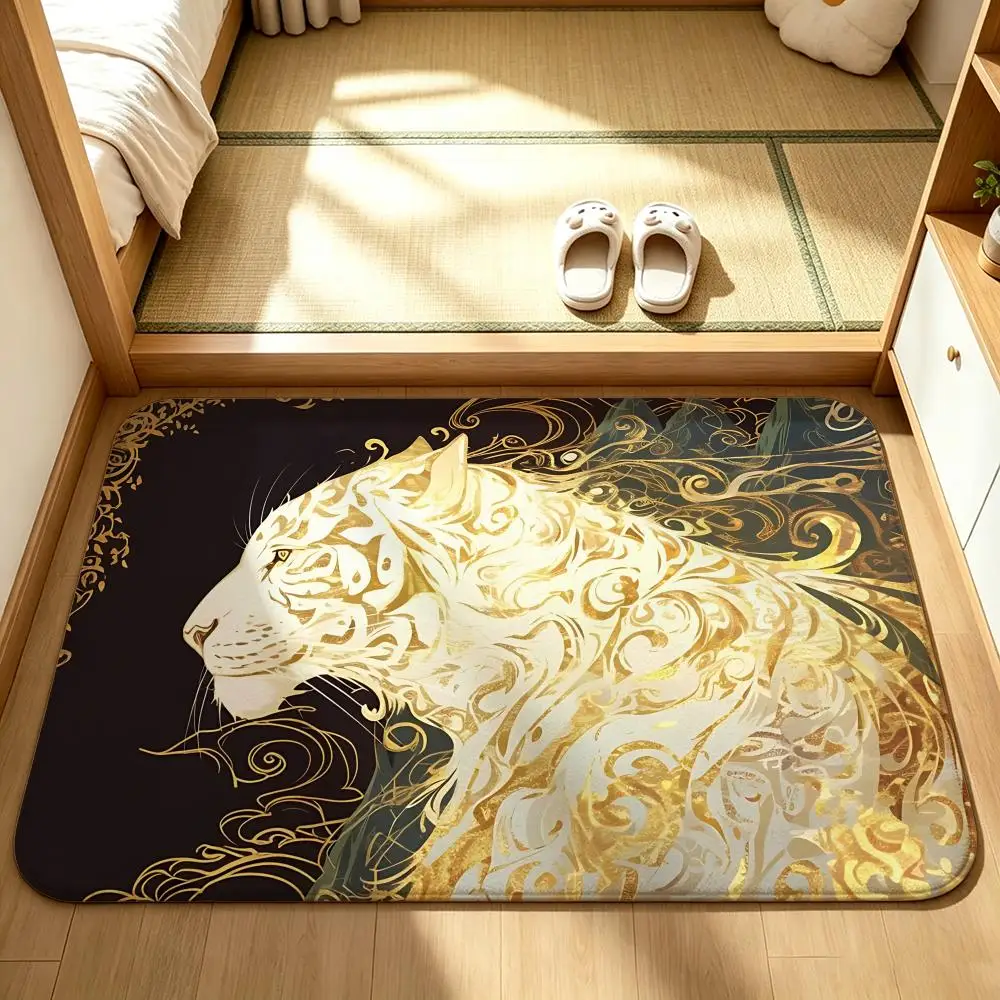 Tiger Floor Mat Bedroom Carpet, Bathroom Foot Mat, Doormat, Non-Slip Absorbent Multi-Use