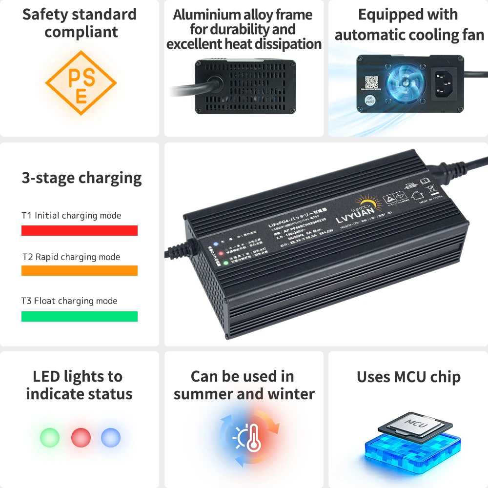 Lvyuan 500W 220V AC to DC 12V 40A/24V 20A 12V/24V Auto Portable Solar Electric Car Lithium Smart Battery Charger view 6