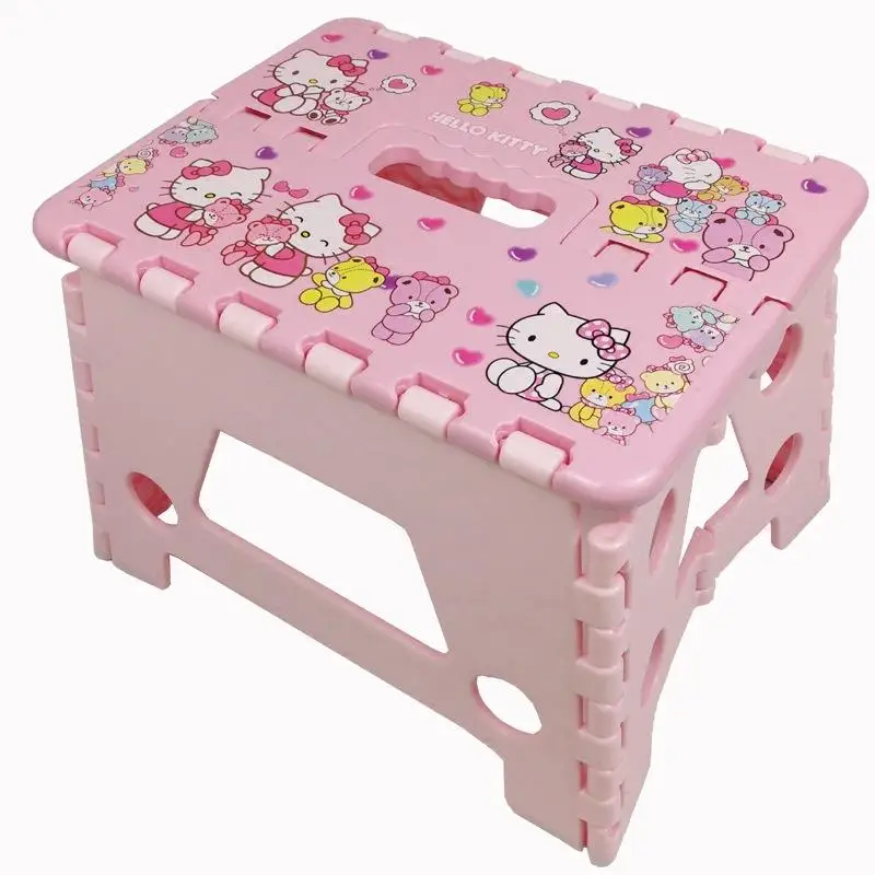 Kawaii Sanriod Anime Peripheral Kitty Mymelody Cartoon Cute Portable Thickened Plastic Folding Stool Children\'s Home Low Stool