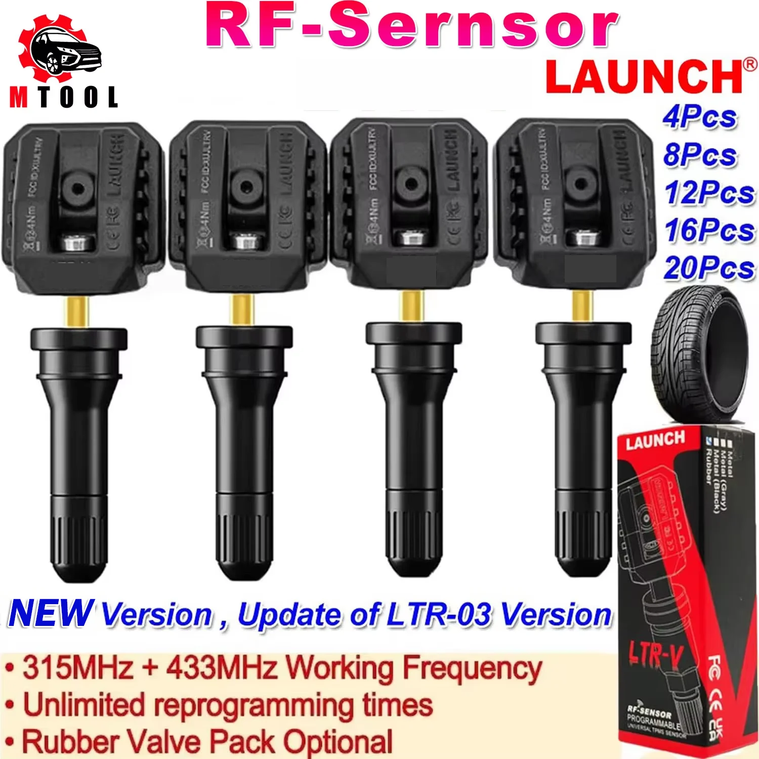 

LAUNCH X431 2 in 1 RF-SENSOR 315MHz & 433MHz TPMS Sensor Tire Repair Tools Scanner Tire Pressure Sensors Tester Programming