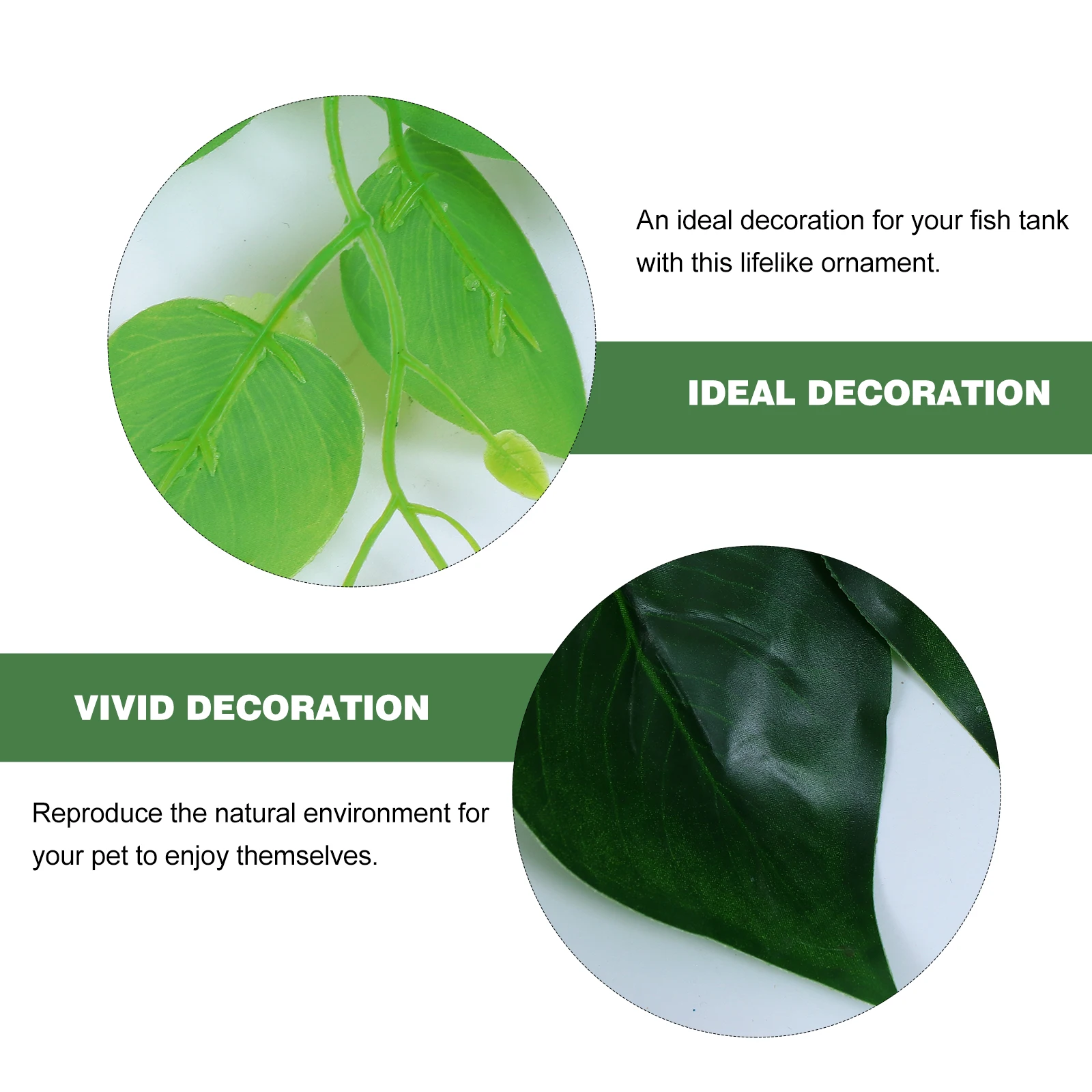 

Lifelike Plastic Reptile Vine Simulation Leaves Aquarium Decoration with Suction Cups for Fish Tank Terrarium Landscape