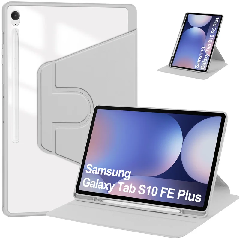 For Samsung Tab S10 FE Plus Case with Pen Holder 360 Rotating Acrylic Stand Cover For Galaxy tab s10 fe plus Case sm-x620 13.1