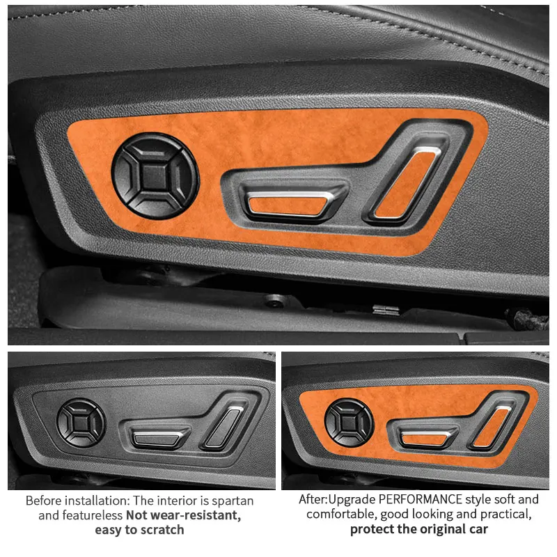 For Audi A6 A6L A7(2019-2025)Top Suede Seat Side Control Panel Sticker Scratch-Resistant Precise Car Interior Tuning Accessories 2